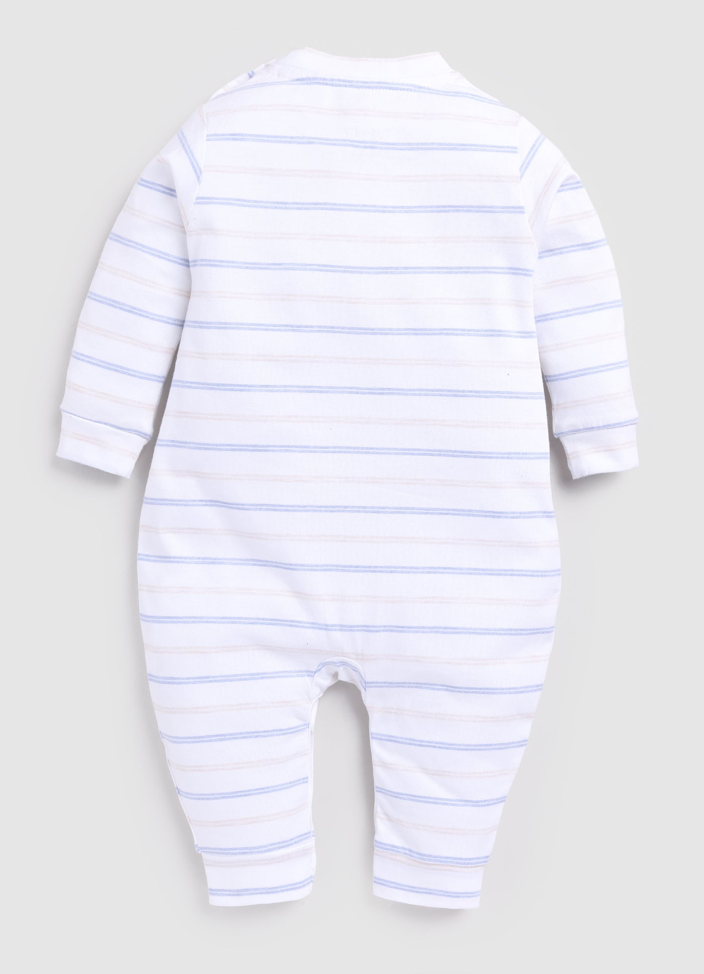 Cute Striped Full Sleeve Baby Boy Romper-White