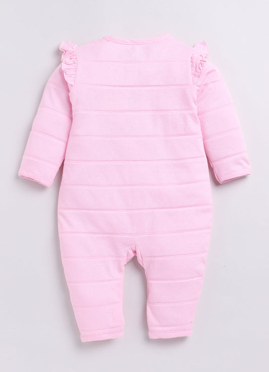 Stripped Baby Girl Full Sleeve Romper-Pink