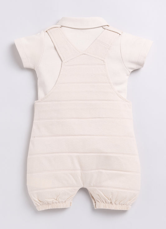 Half Sleeve Baby Boy BabyGo Dungaree-Beige