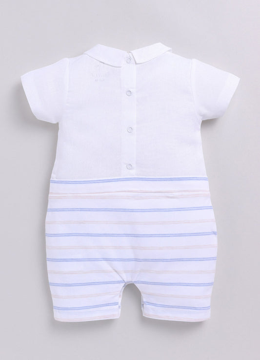 Baby Boy Striped Cute Romper-WHITE