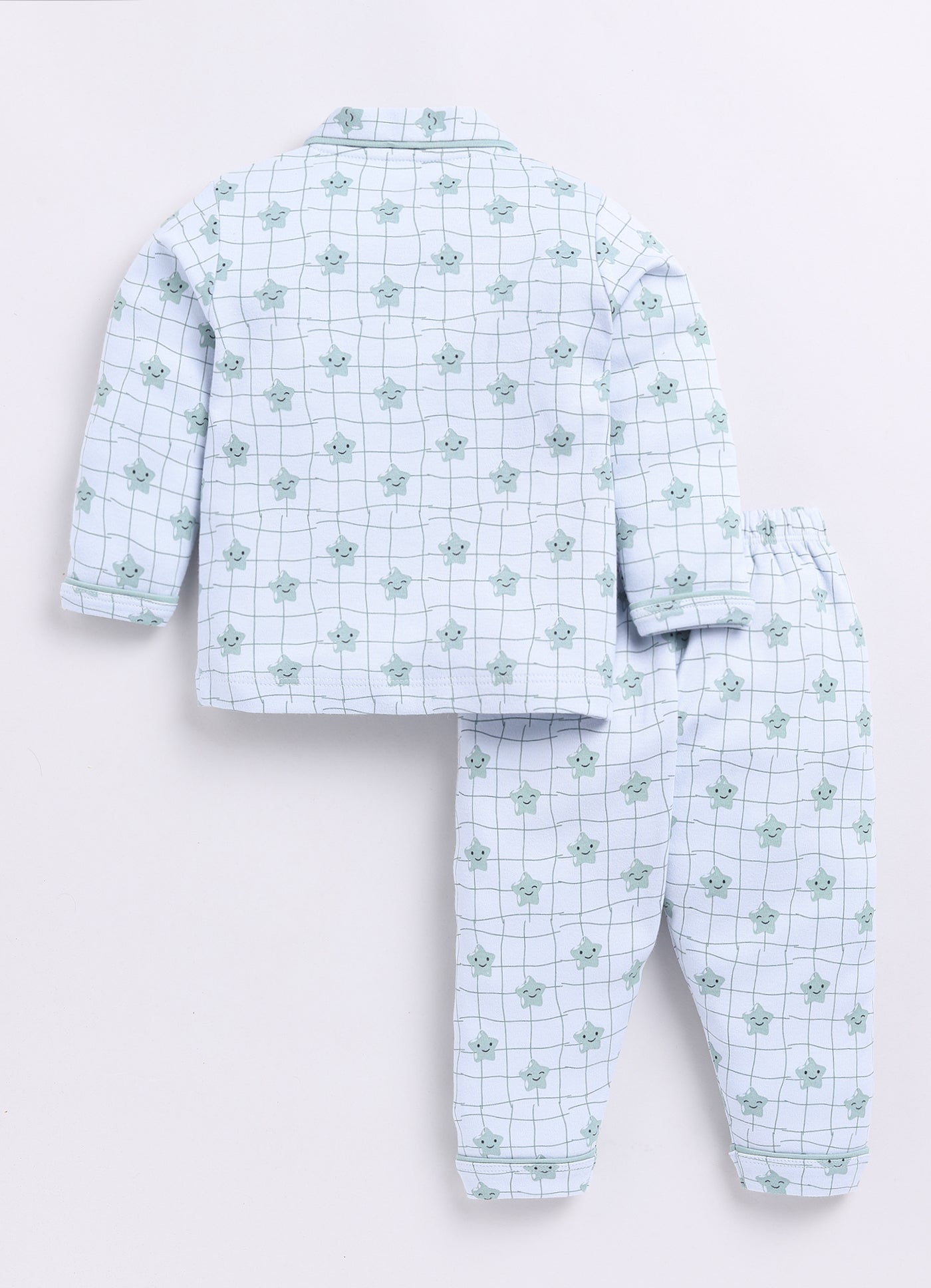 Cute Star Fish Printed Baby Boy Full Sleeve Night Suit-BLUE