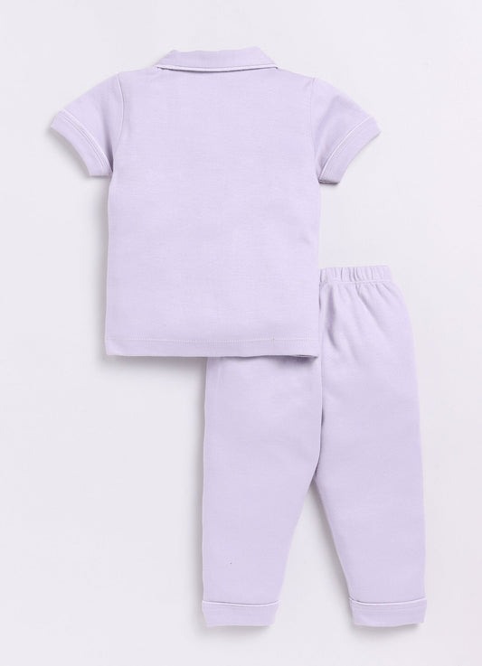 Solid Color Half Sleeves Baby Boy Night Suit-PURPLE