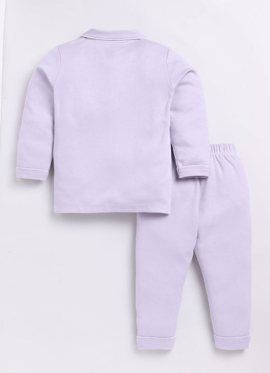 Baby Boy Solid Full Sleeve Night Suit-PURPLE