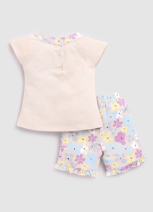 Baby Girl T shirt and Short set-Beige