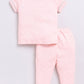 Cute Printed Baby Girl Half Sleeves Night Suit-PEACH