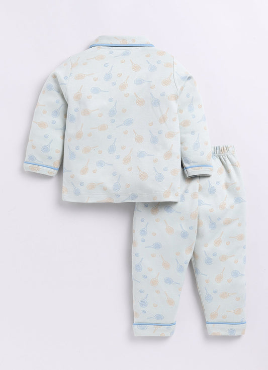 Fun Printed Baby Boy Night Suit-OLIVE