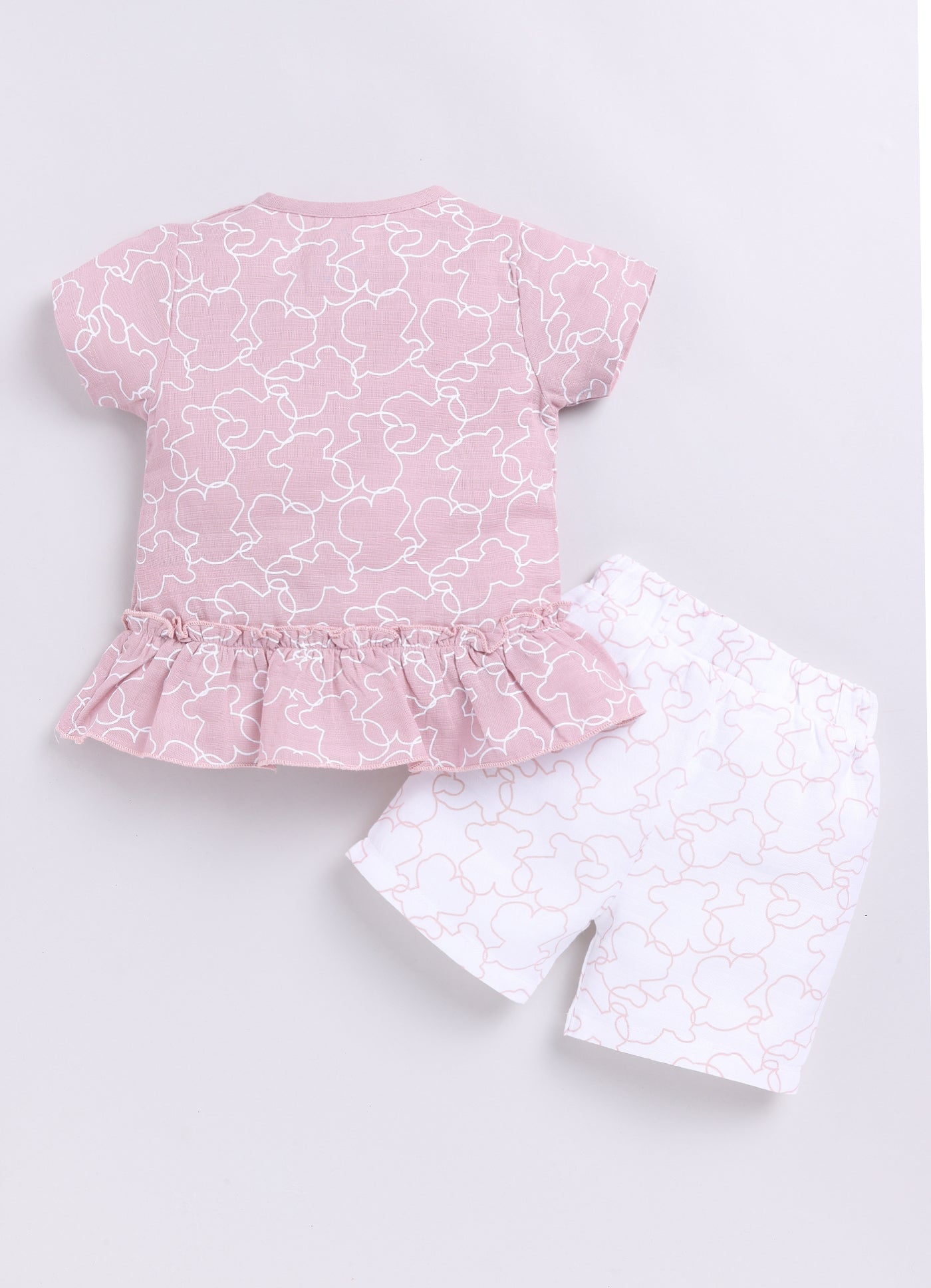 Floral Printed T Shirt & Short For Baby Girl-BROWN