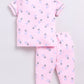 Cute Printed Girl Half Sleeves Night Suit-PINK