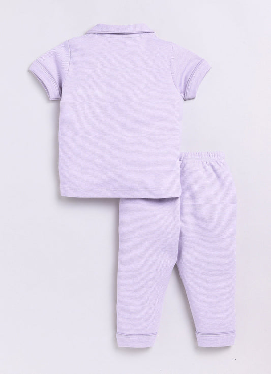 Solid Color Half Sleeves Baby Boy Night Suit-LAVENDER