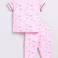 Baby Girl Cute Stars Half Sleeves Night Suit-PINK