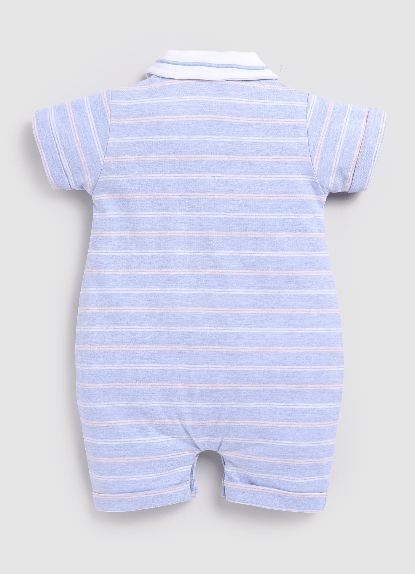 Striped Bear printed Baby Boy Romper-Royal Blue