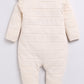 Stripped Baby Girl Full Sleeve Romper-Beige