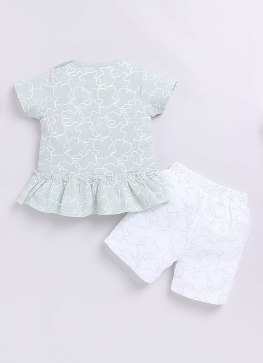 Floral Printed T Shirt & Short For Baby Girl-PISTA