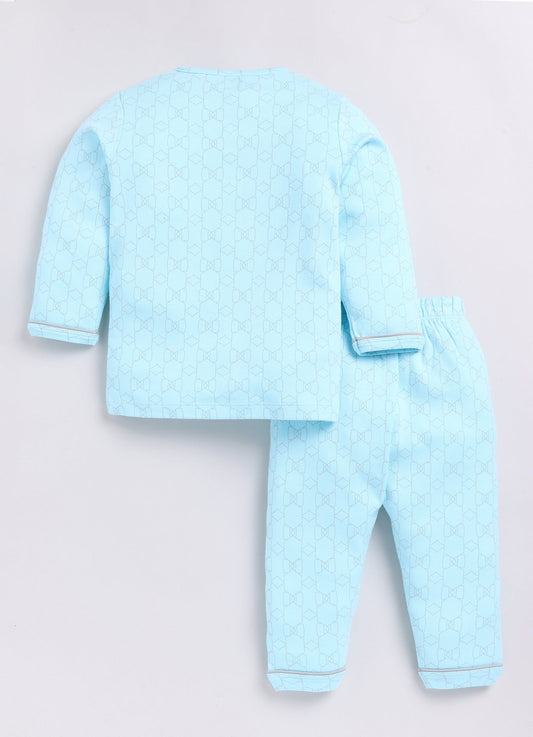 Baby Girl Printed Full Sleeve Night Suit-BLUE