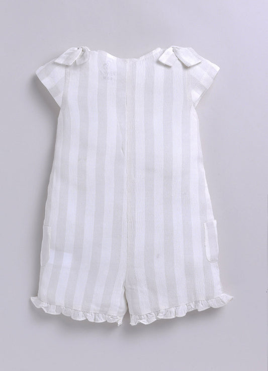 Baby Girl Striped Romper-GREY