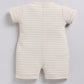 Baby Boy Beige Striped Playtime Half Sleeves Romper