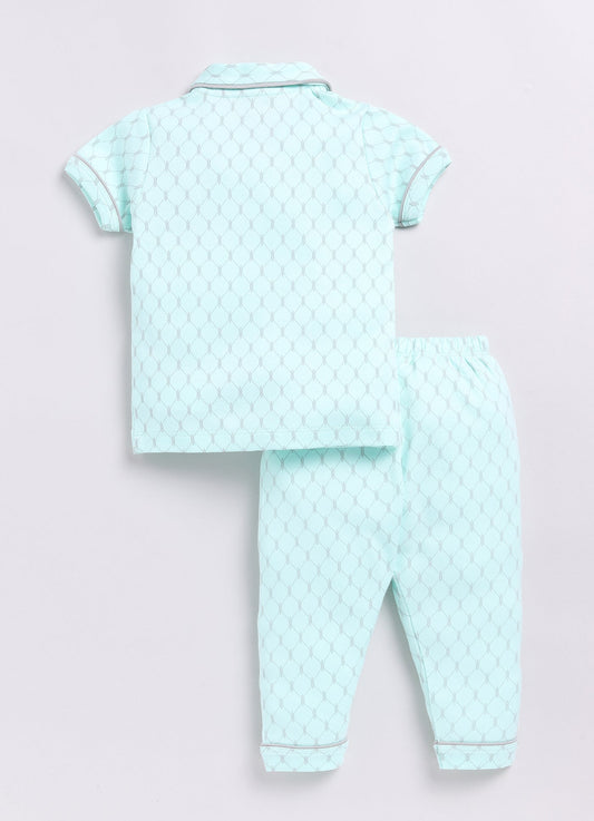 Baby Girl Comfy Half Sleeves Night Suit-LIGHT GREEN