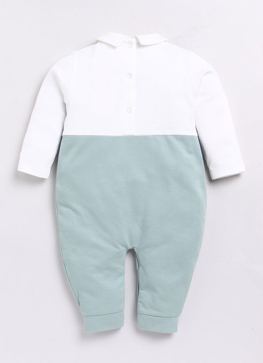 Cute Formal Full Sleeve Baby Boy Romper-Green