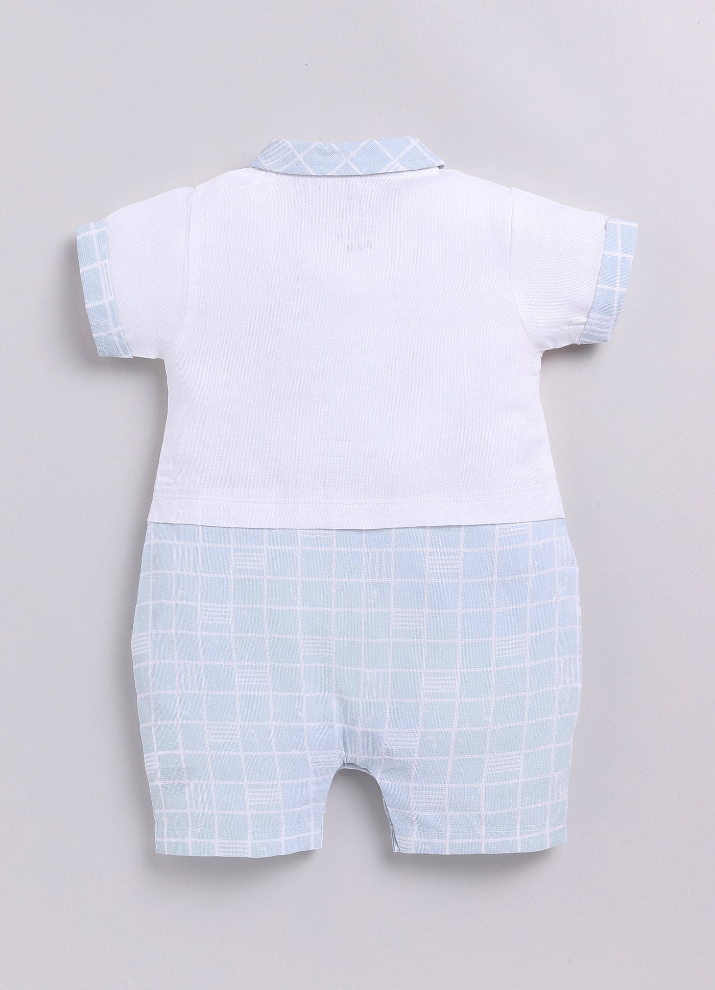 Baby Boy Half Sleeves Checked Romper-GREY