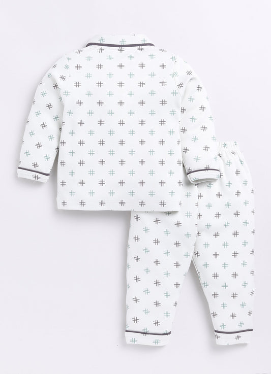 Baby Boy Comfy Printed Night Suit-WHITE