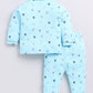 Baby Girl Heart Print Full Sleeve Night Suit-BLUE