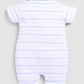 Striped Bear printed Baby Boy Romper-Royal White