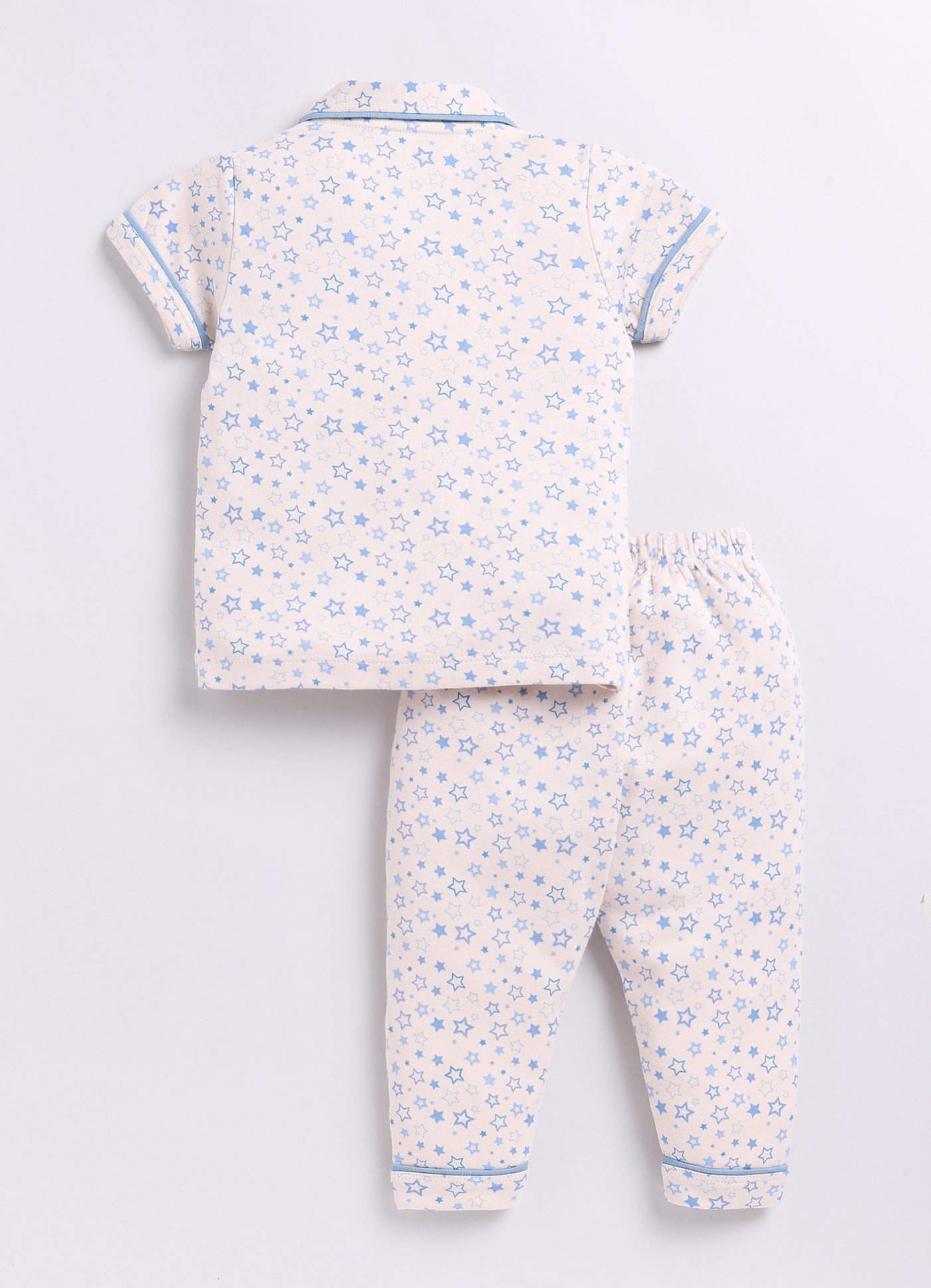 Star Print Baby Boy Half Sleeves Night Suit-BEIGE