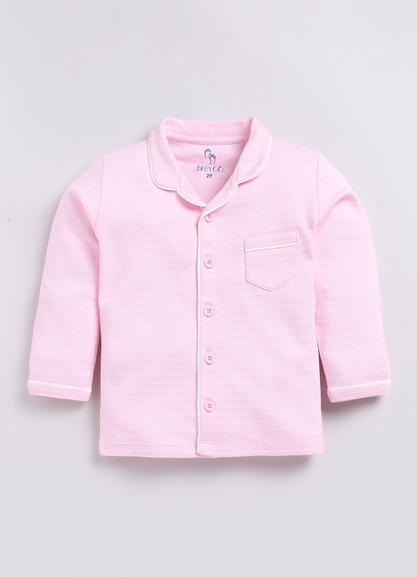 Stripped Printed Comfy Baby Girl Night Suit-PINK