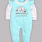 BABY GO 100% Pure Cotton Romper/Bodysuit/Sleepsuit for Baby Girls-CYAN