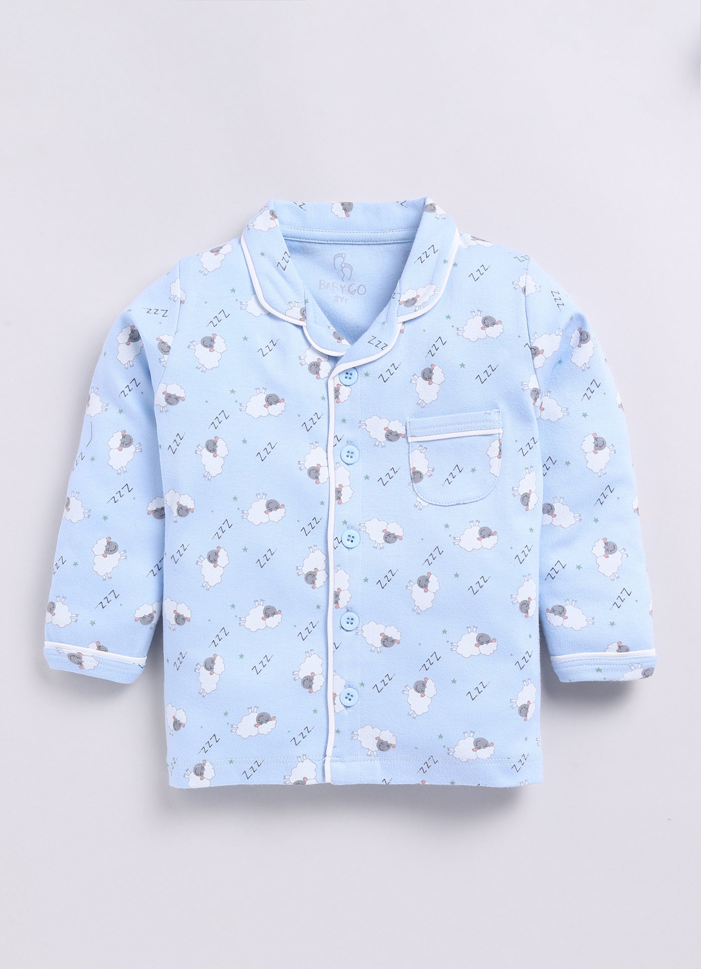 Cute Sheep Printed Baby Boy Night Suit-SKY BLUE