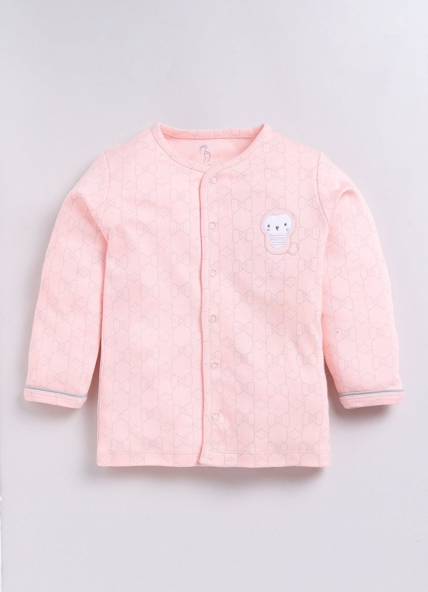 Baby Girl Printed Full Sleeve Night Suit-PEACH