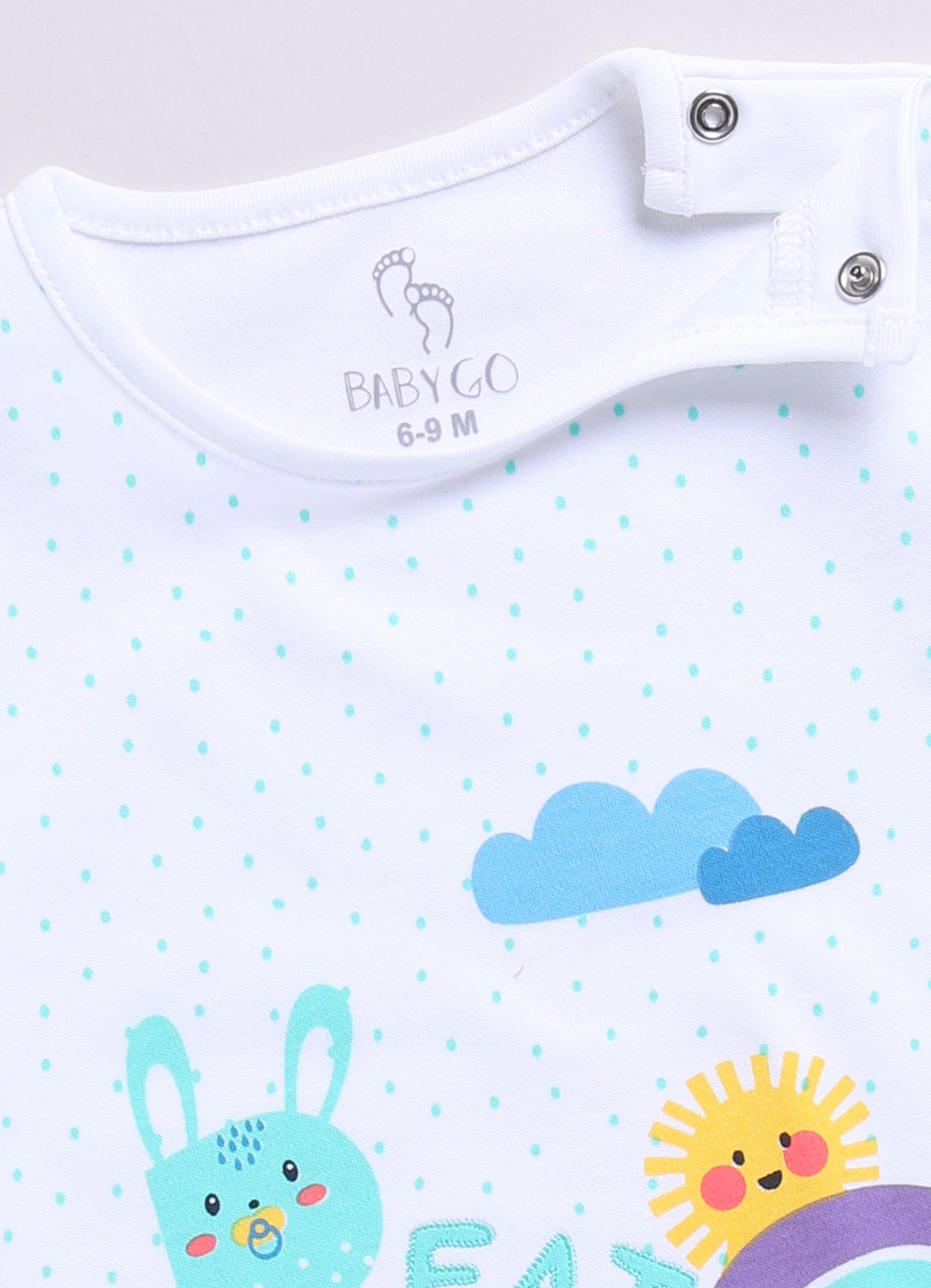 Baby  Boy Great Moment Rainbow & Bunny Summer Romper-WHITE