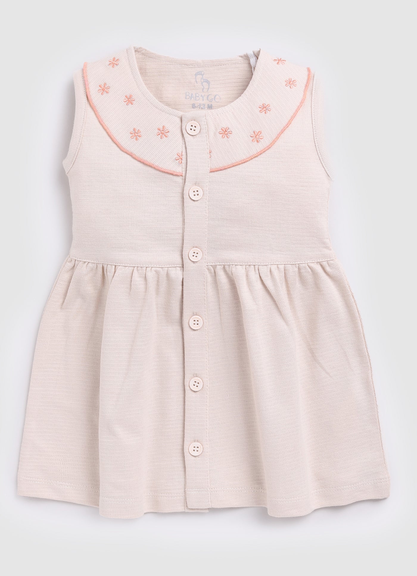 Sleeveless Baby Girl Frock/Dress with Pant-Beige