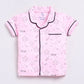 Baby Girl Cute Stars Half Sleeves Night Suit-PINK