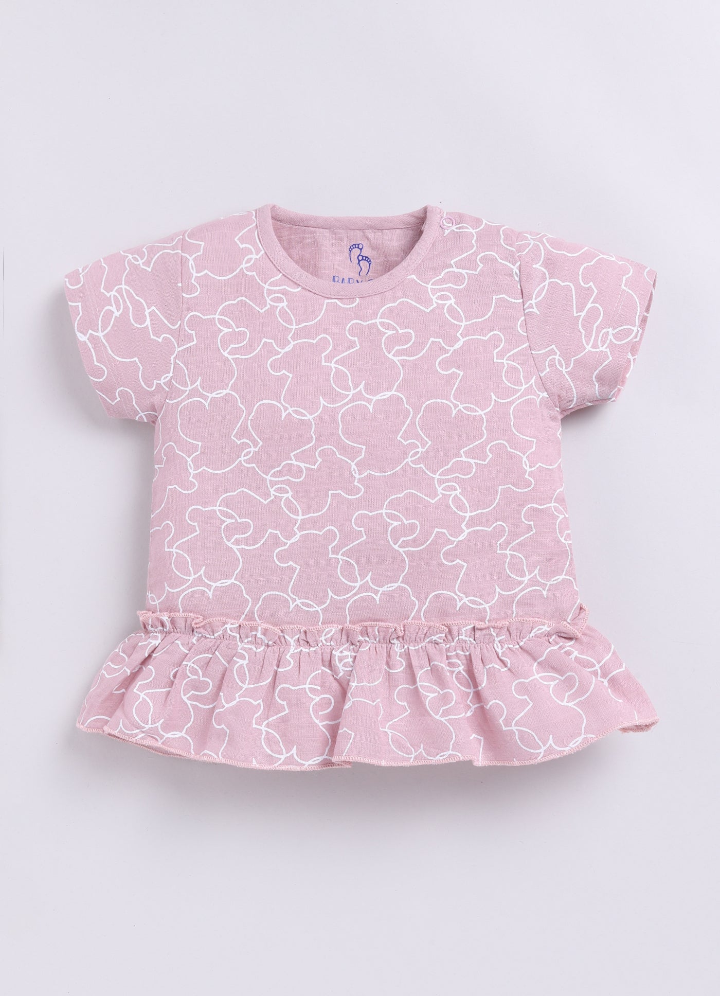 Floral Printed T Shirt & Short For Baby Girl-BROWN