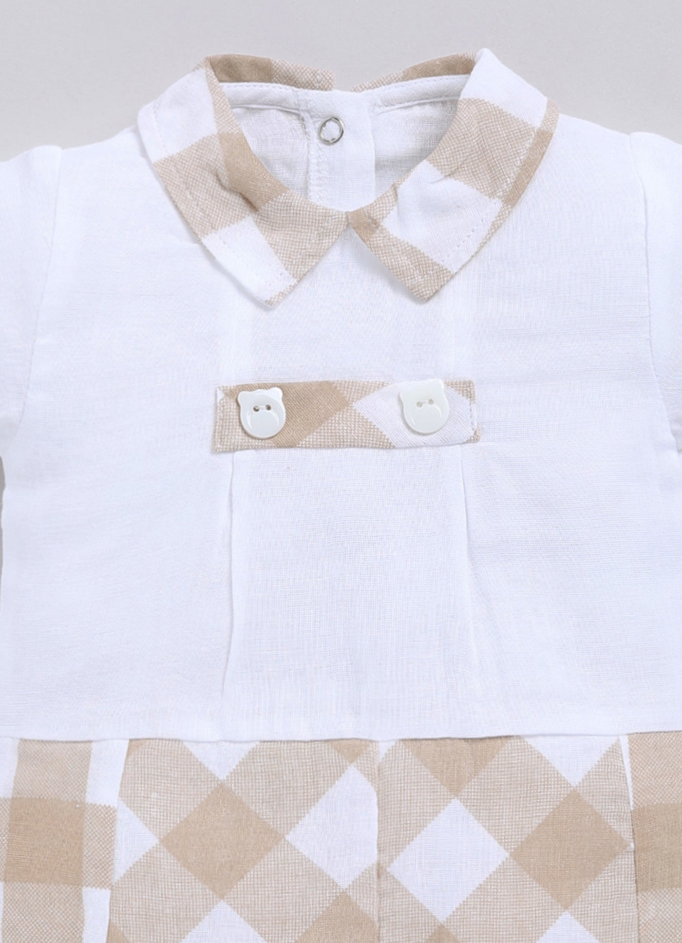 Baby Boy Checked Summer Cute Romper-BEIGE