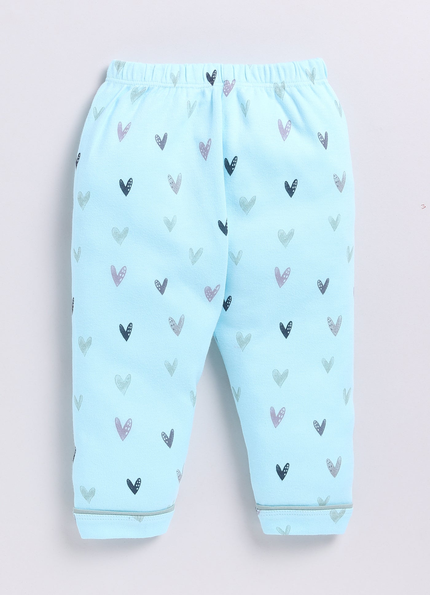 Baby Girl Heart Print Full Sleeve Night Suit-BLUE