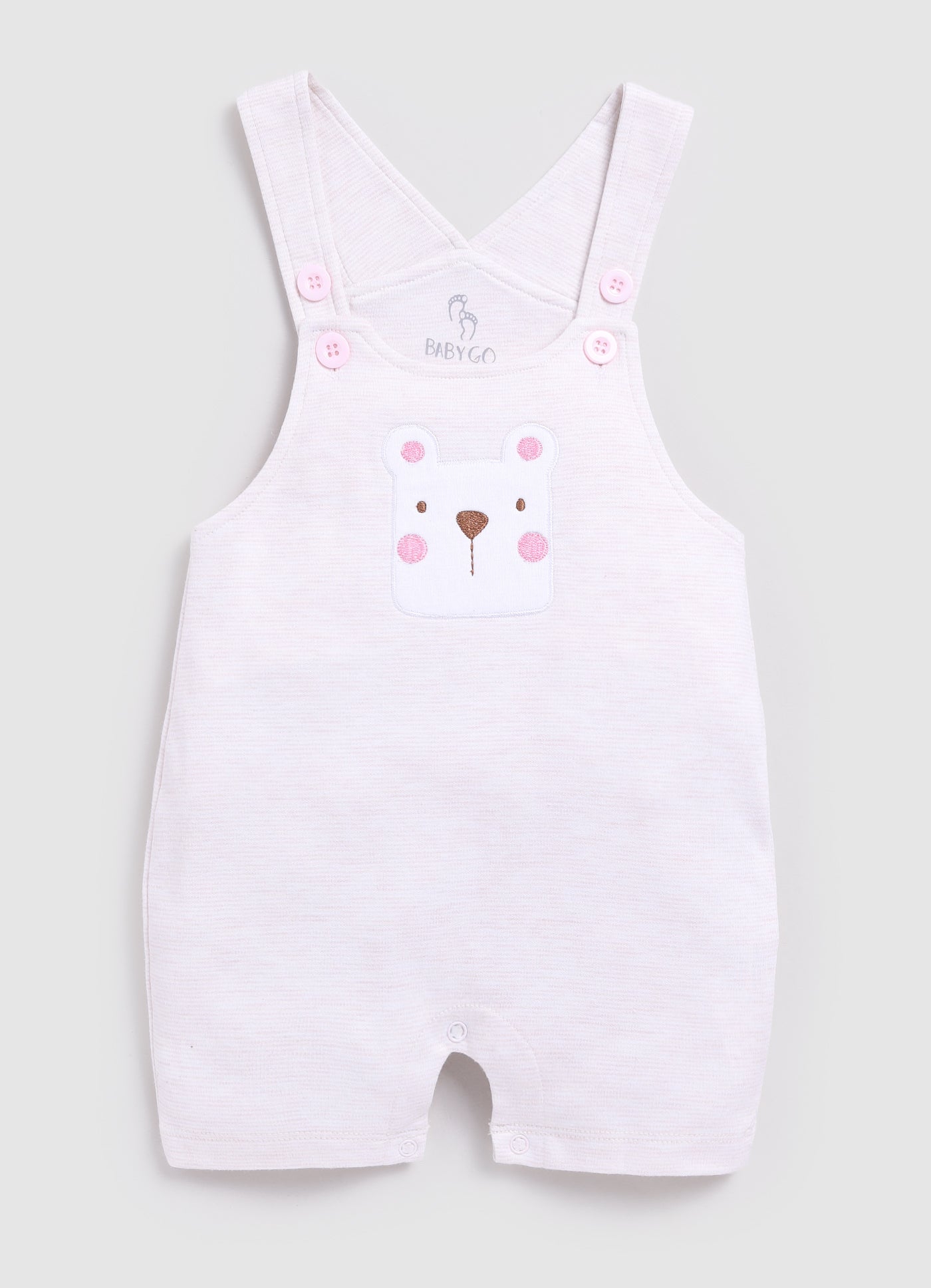 Cute Bear Dungaree For Baby Girl-Beige