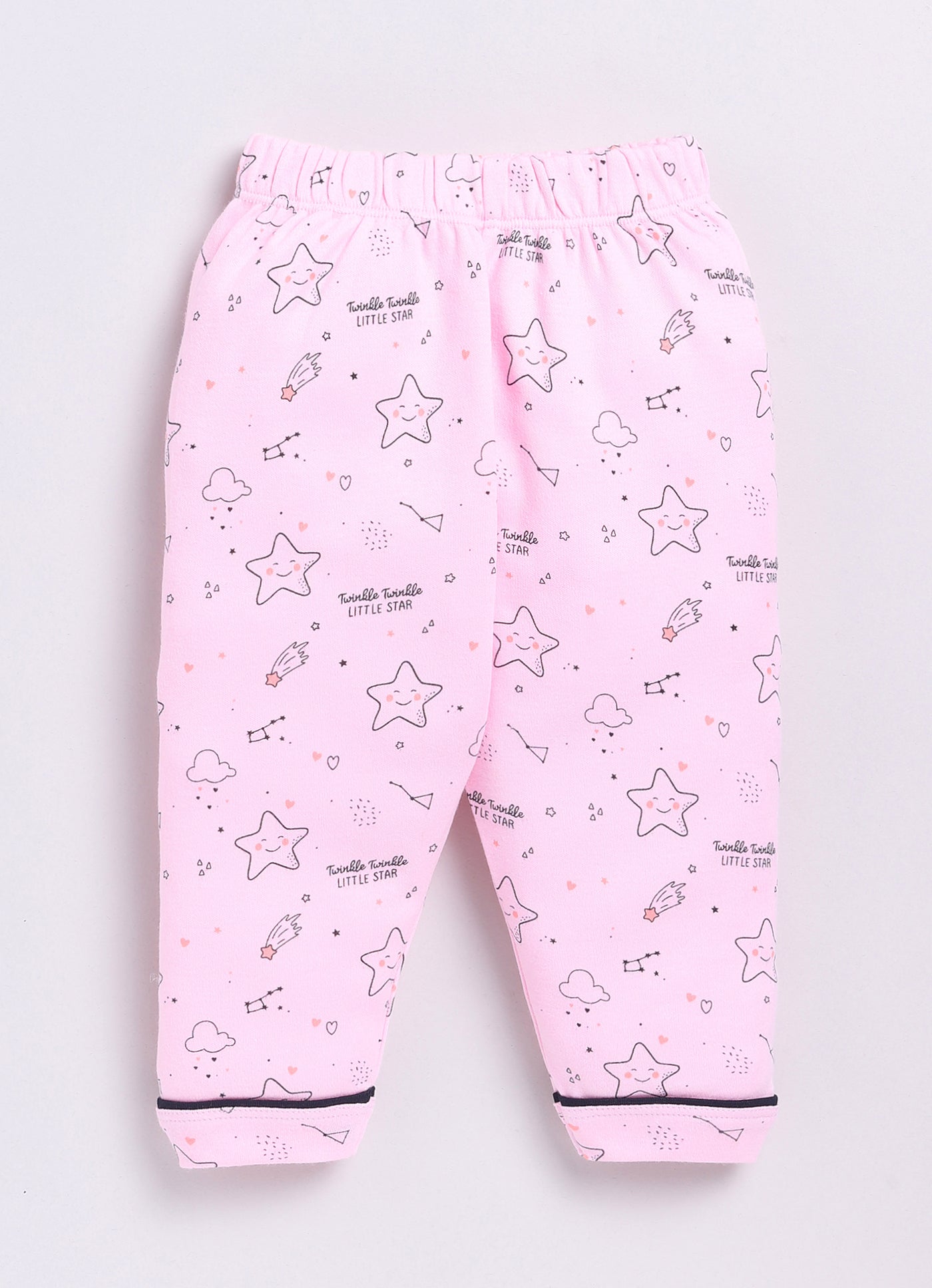 Baby Girl Cute Stars Half Sleeves Night Suit-PINK