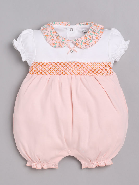 Half Sleeves Round neck Romper/Summer clothes/Creeper/new born/infent wear/ for Baby Girls 100% Pure Cotton-PEACH