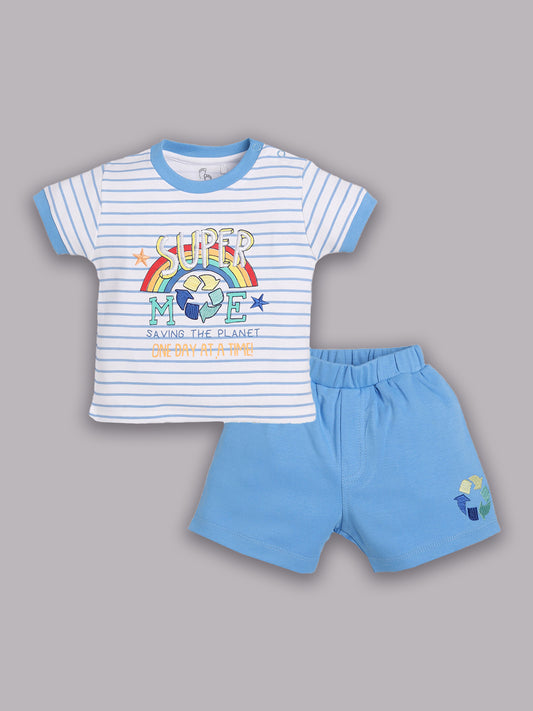 T-shirt and Shorts Set for Baby Boys 100% pure cotton-SKY