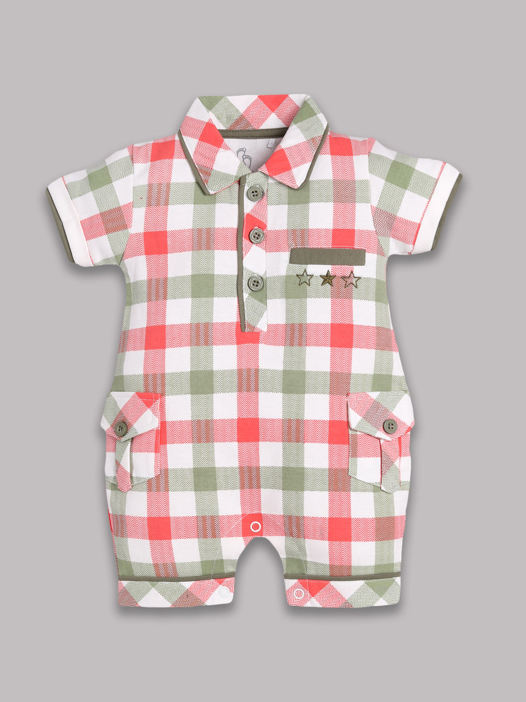 Half Sleeves Romper for Baby Boys 100% Pure Cotton-OLIVE