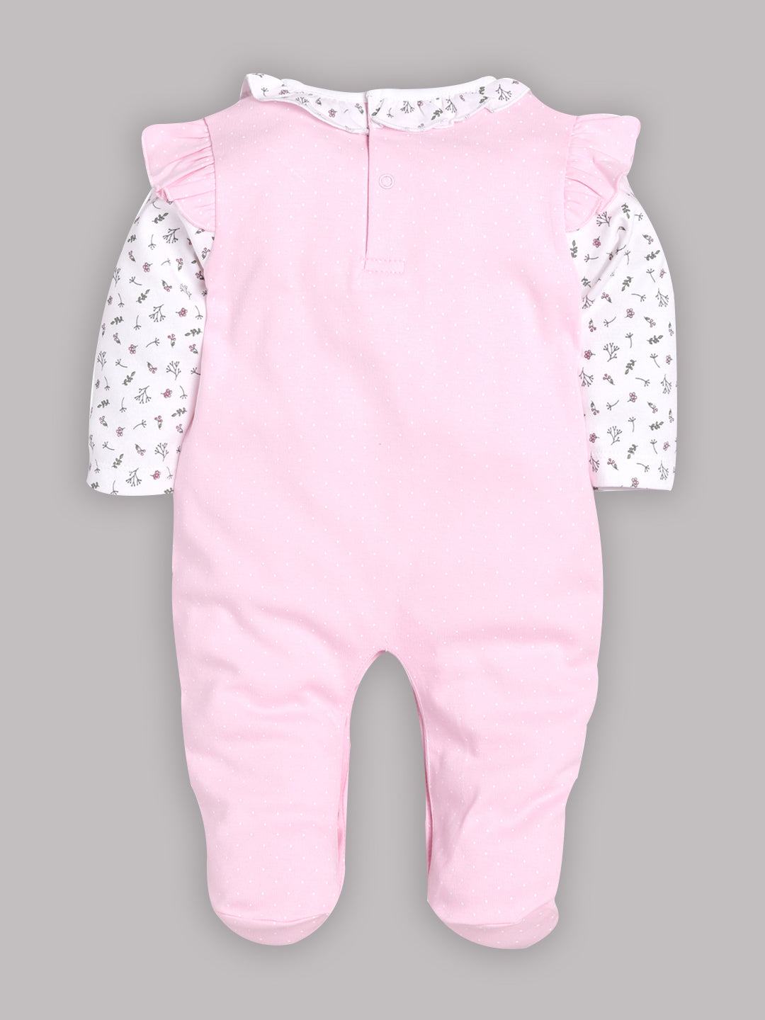 BABY GO 100% Pure Cotton Romper/Bodysuit/Sleepsuit for Baby Girls-PINK