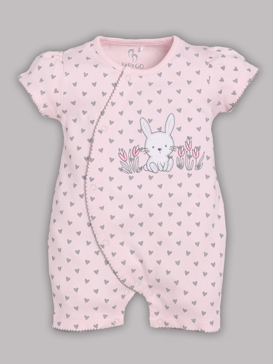 Half Sleeves Romper/Sleepsuit for Baby Girls 100% Pure Cotton-PINK