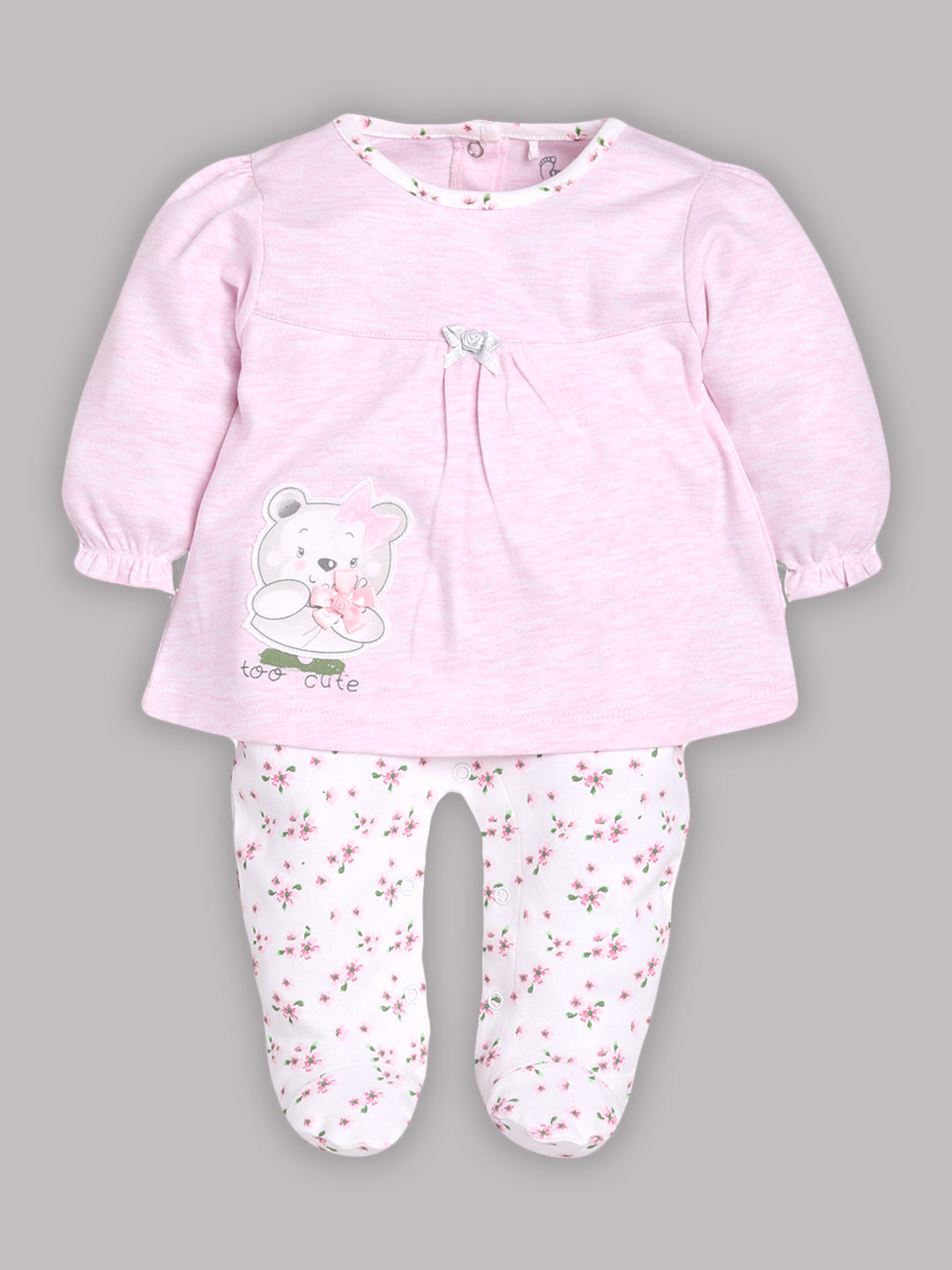 To Cute Full Sleeves Rompers/Bodysuit/Sleepsuit for Baby Girl-PEACH 100% Pure Cotton