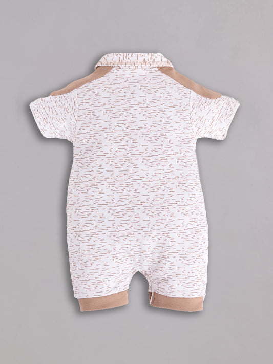 Half Sleeves Round neck Romper for Baby Boys 100% Pure Cotton - BEIGE