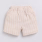 Baby Girl Striped T Shirt & Short-BEIGE