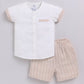 Baby Girl Striped T Shirt & Short-BEIGE