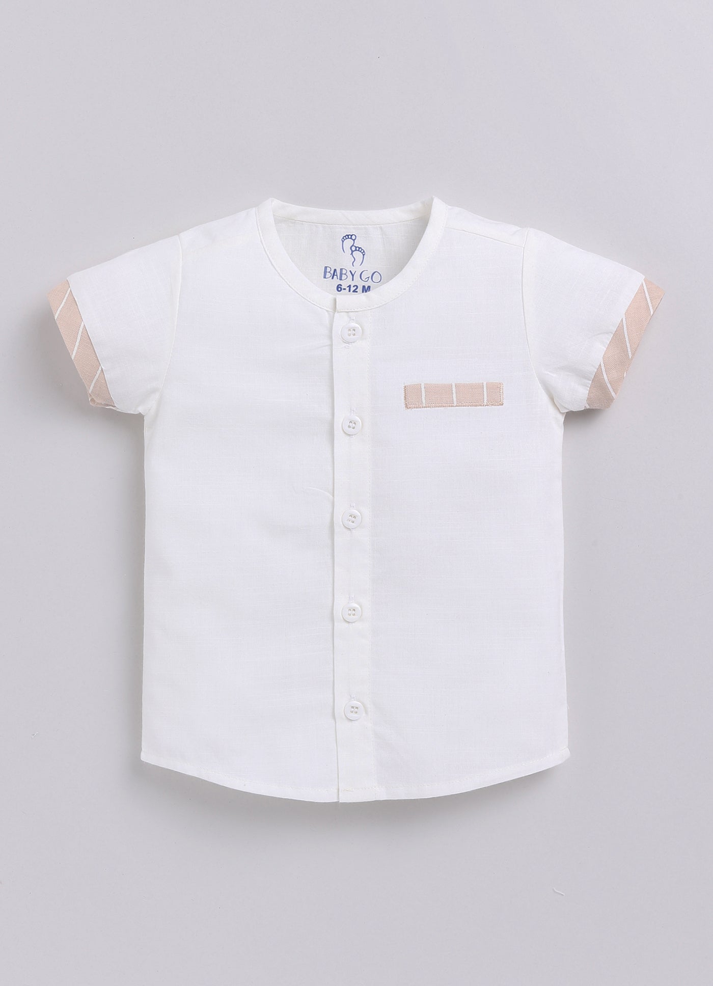 Baby Girl Striped T Shirt & Short-BEIGE