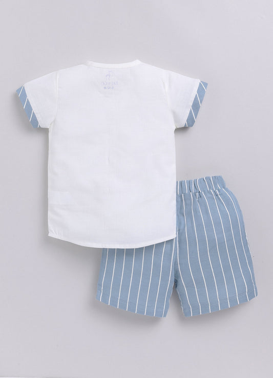 Baby Girl Striped T Shirt & Short-BLUE